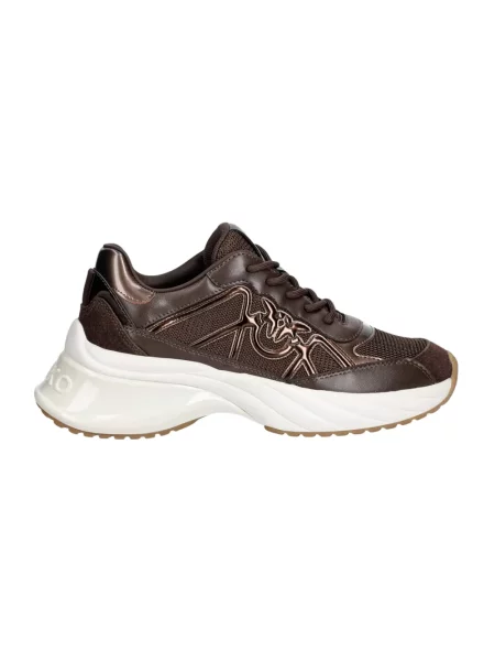 Sneakersy Pinko skórzane brązowe