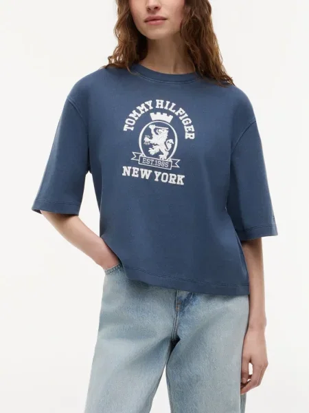 Μπλούζα Tommy Hilfiger με κέντημα μπλε