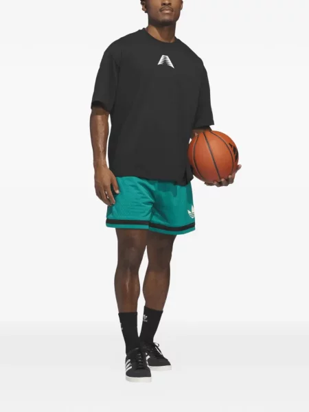 Csíkos hálós póló Adidas nyomtatás barna