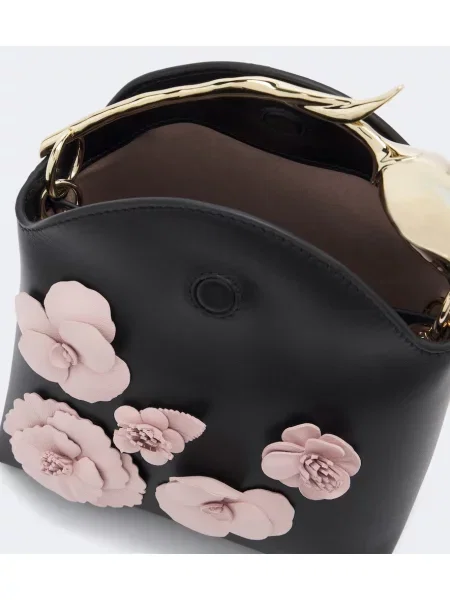 Top Erdem din piele cu aplicații negru