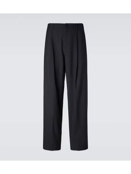 Pantaloni The Row de lână cu picior lat negru