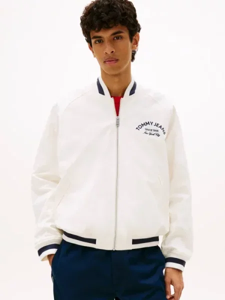 Tommy Jeans Geacă bomber VARSITY alb