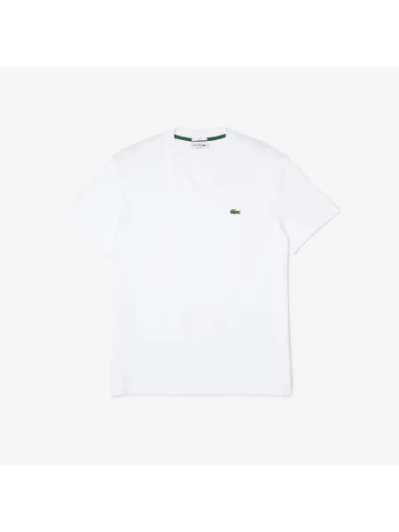 Lacoste Koszulka Unisex Z Okrągłym Dekoltem I Bawełny Organicznej biała