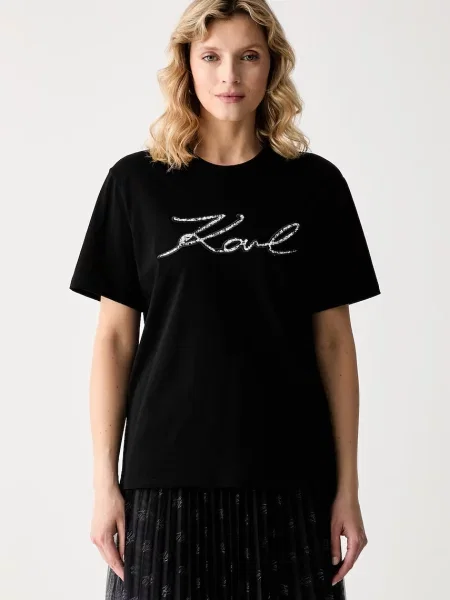 Karl Lagerfeld majica za žene od pamuka crna