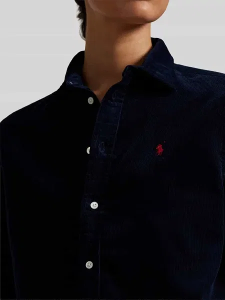 Bluzka koszulowa o kroju regular fit z czystej bawełny Polo Ralph Lauren niebieska