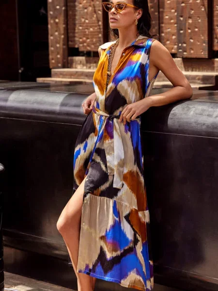 Пляжное платье-рубашка на