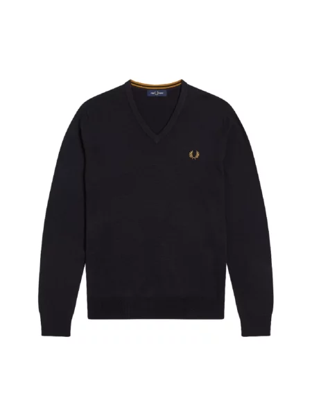 Fred Perry sweter wełniany granatowy lekki niebieski