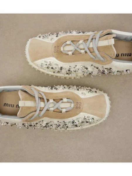 Szarvasbőr sneaker Miu Miu fehér
