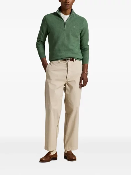 Дълго мрежеста тениска Polo Ralph Lauren с кръгло деколте зелено