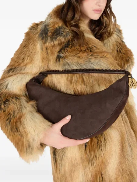 Geantă Roberto Cavalli din piele de căprioară maro