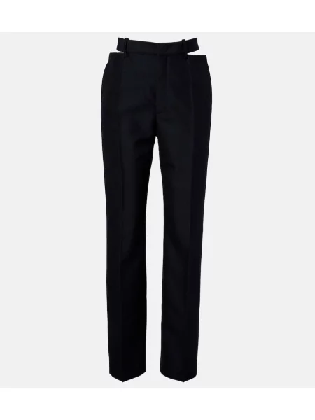 Pantaloni cu picior drept Jil Sander de lână negru