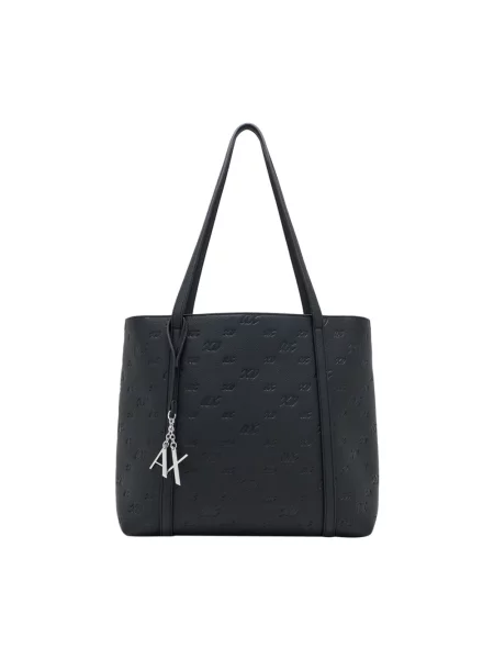 Armani Exchange torebka shopper z imitacji skóry czarna