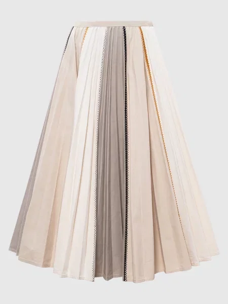 Спідниця міді з вишивкою Christian Dior бежева