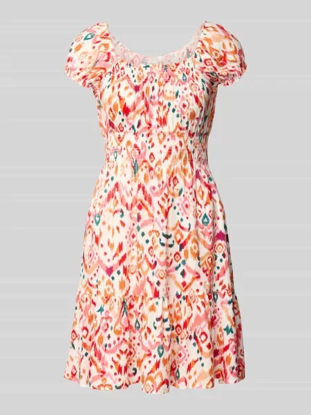 Sukienka mini z z prostokątnym dekoltem Apricot pomarańczowa