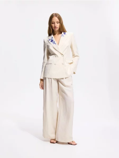 Reserved Pantaloni plisați cu croi larg nude