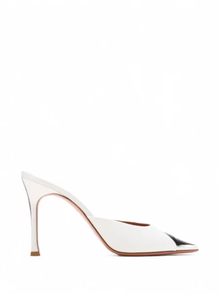 Papuci tip mules Amina Muaddi din satin alb