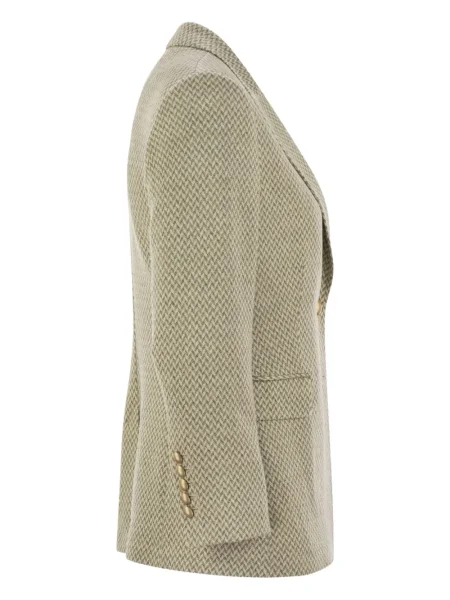 Sacou Saulina cu model herringbone verde