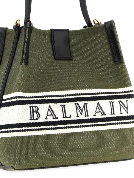 Geantă bucket Balmain din canvas cu autograf verde