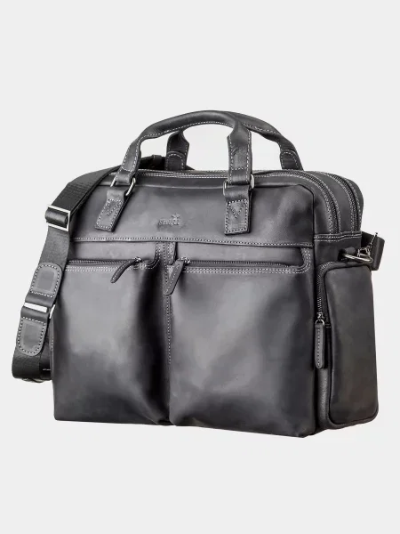 Кожаная дорожная сумка Shvigel черная