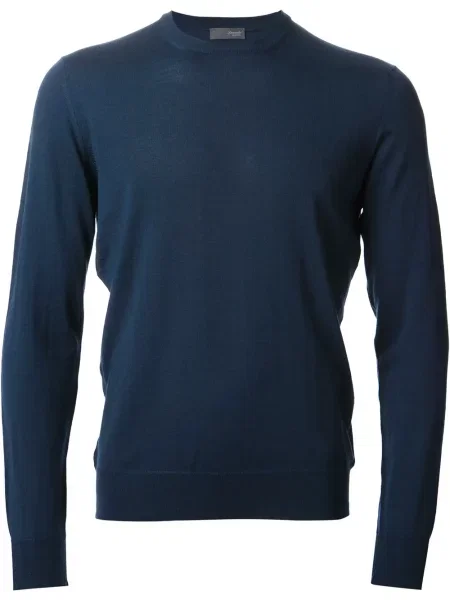 Pulover Drumohr cu decolteu rotund albastru