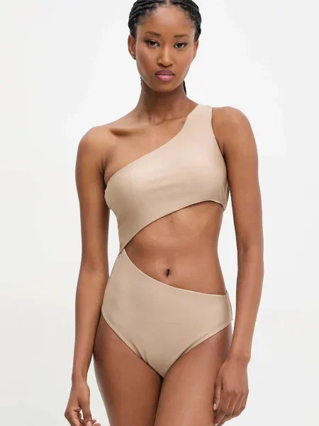 Jednodílné plavky Answear Lab mírně vyztužený košík zlatá