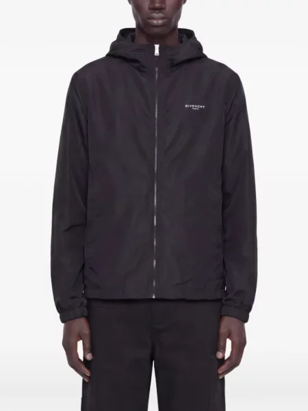 Geacă de vânt Givenchy cu glugă cu imagine negru