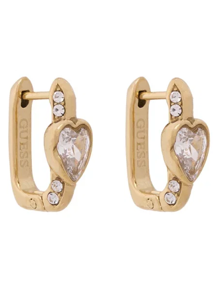 GUESS Naušnice CRYSTAL LOVE zlatna / prozirna