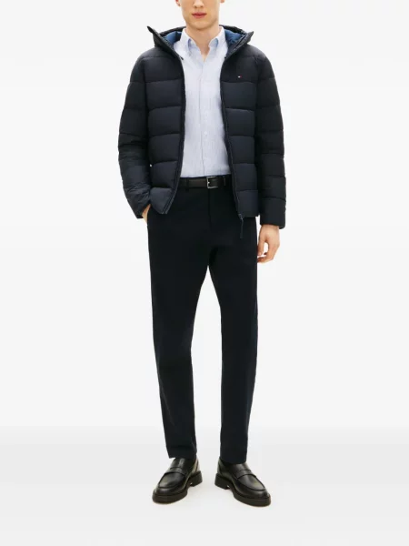 Geacă Tommy Hilfiger cu glugă albastru