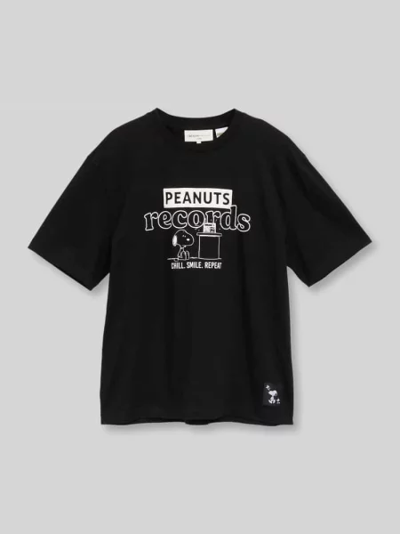 T-shirt o kroju relaxed fit z nadrukiem peanuts z przodu Tom Tailor Denim czarna