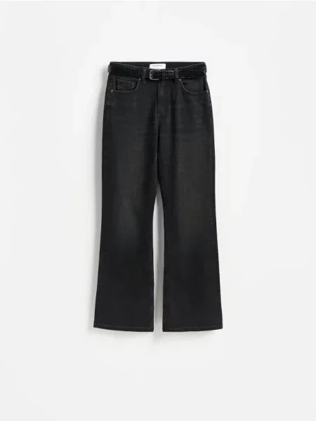 Reserved Blugi flare cu curea negru