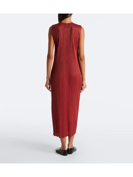 Rochie midi Pleats Please Issey Miyake portocaliu