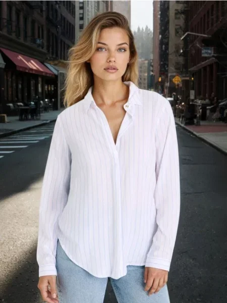 Сорочка з довгим рукавом у смужку білий