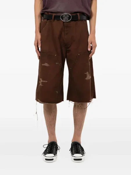 Pantaloni scurți Kamiya zdrențuiți maro