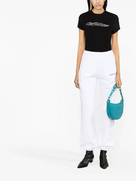 Raštuotas trumpas marškinėliai Off-white balta