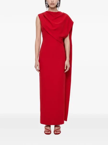 Rochie maxi Roland Mouret asimetrică drapată roșu