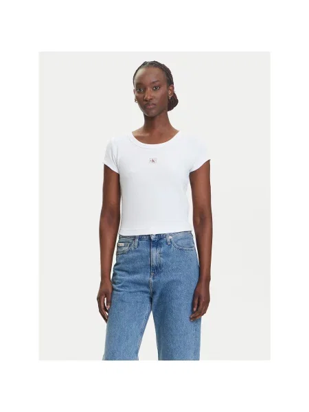 Calvin Klein Jeans Majica Slim Fit bela