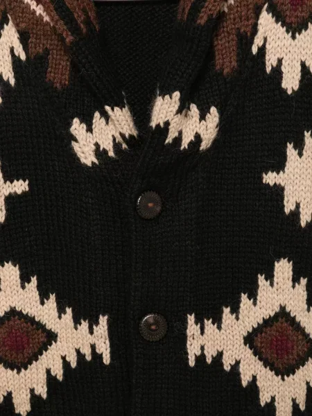 Gulerat cardigan Fortela cu imprimeu geometric negru
