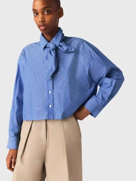 Рубашка Maje в полоску синяя
