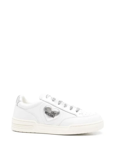 Sneakerși Love Moschino cu aplicații cu motiv cu inimi alb