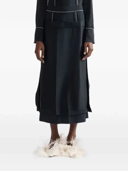Fustă midi Erdem din satin negru