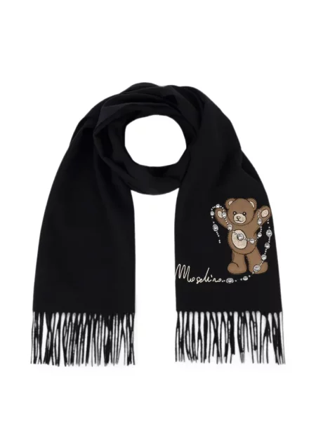 Αρκουδάκι κασκόλ Moschino με κρόσσια μαύρο
