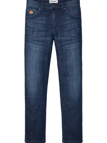 Jeansy classic fit ze wzmocnionym krokiem tapered niebieski