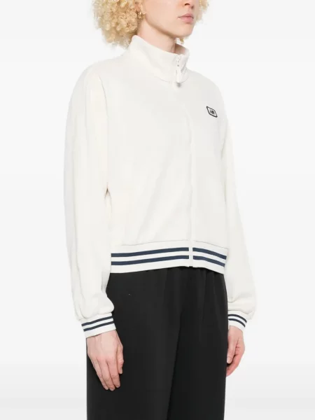 Haftowana kurtka New Balance w paski zielona