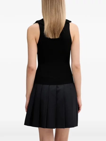 Top Sisley cu volane negru
