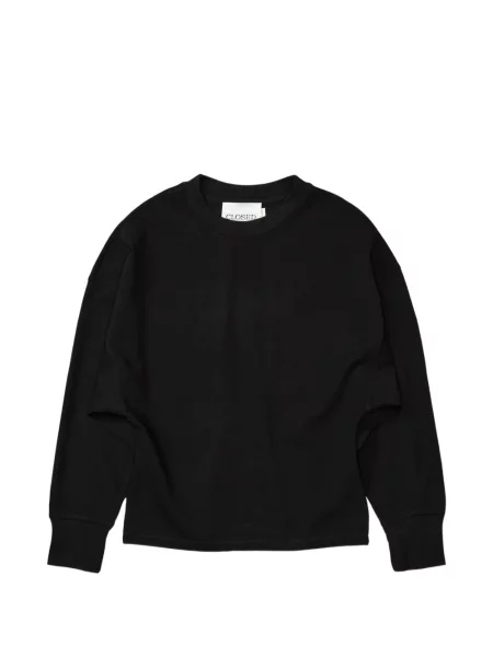 Lung hanorac crewneck Closed cu decolteu rotund negru