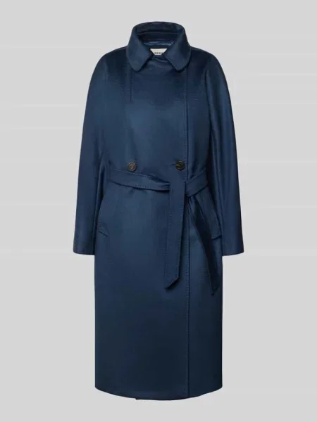 Płaszcz o kroju regular fit z czystej żywej wełny model RESINA' Weekend Max Mara granatowy