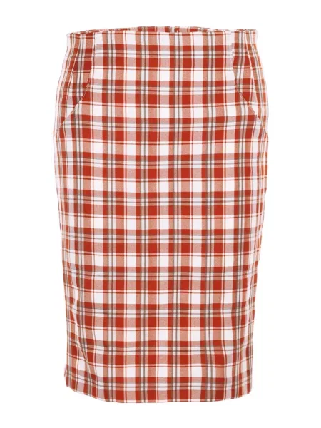 Спідниця міді LadyLike теракотовий бавовна/поліестер