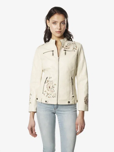 KOROSHI Geacă de primăvară-toamnă maro / verde mentă / murdar alb