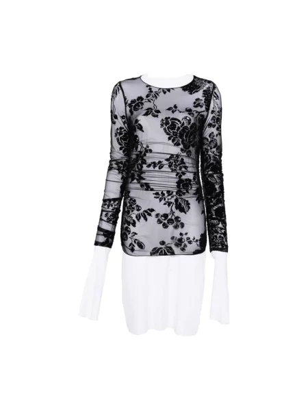 Lniany top Pinko w kwiatki czarny