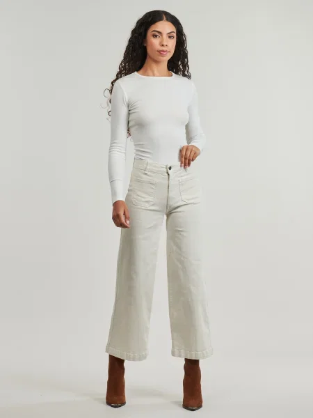 Magas derekú cropped denim ruha Pepe Jeans fehér